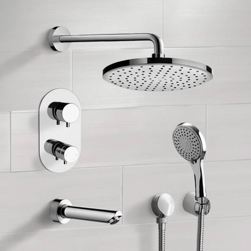 Thermostatic Tub and Shower Faucet Set with Handheld and Rain Shower Head Remer TSH45
