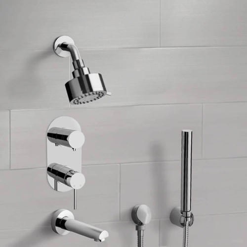Tub and Shower Faucet - Shower Head With Handheld, Chrome Remer TSH61