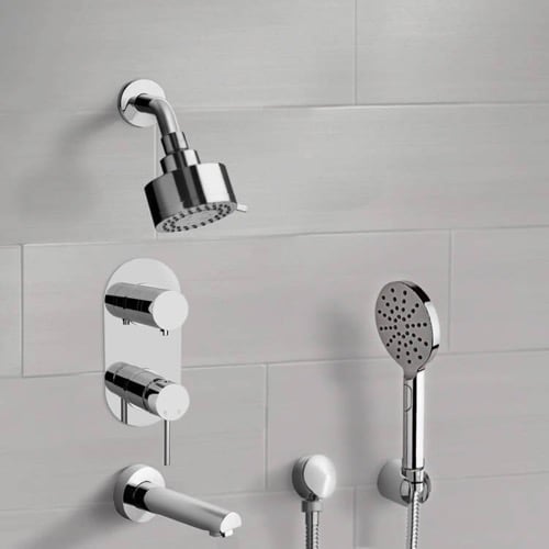 Tub and Shower Faucet - Shower Head With Handheld, Chrome Remer TSH64