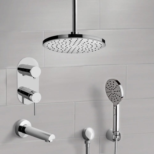 Tub and Shower Faucet Set with Handheld and Ceiling Rain Shower Head Remer TSH65