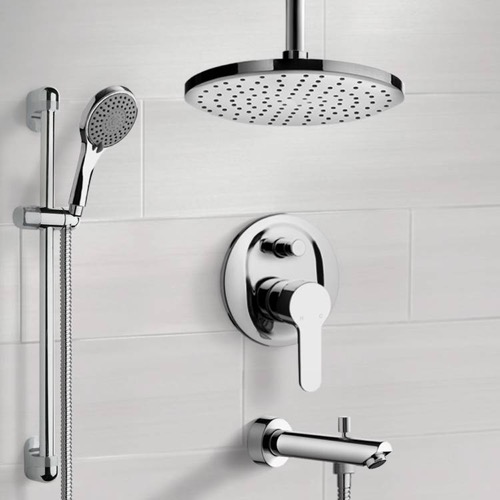 Tub and Shower Faucet Set with Handheld and Ceiling Rain Shower Head Remer TSR39