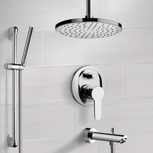 Tub and Shower Faucet Set with Handheld and Ceiling Rain Shower Head Remer TSR40