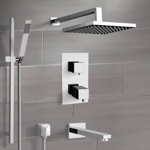 Thermostatic Tub and Shower Faucet Set with Handheld and Rain Shower Head Remer TSR47