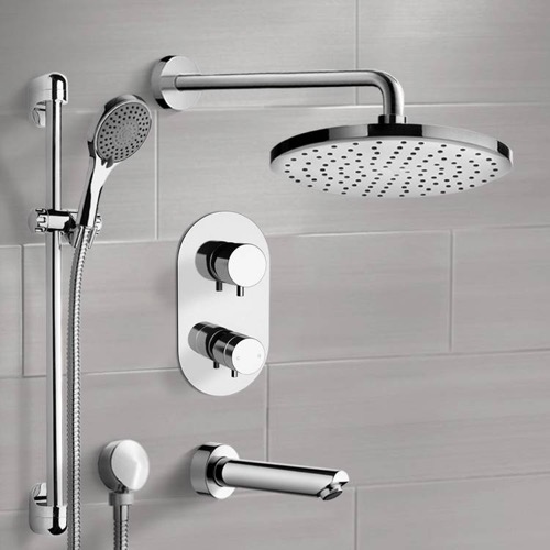 Thermostatic Tub and Shower Faucet Set with Handheld and Rain Shower Head Remer TSR48