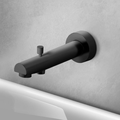 Round Tub Spout with Diverter, Matte Black Round Tub Spout with Diverter, Matte Black Remer 91MD-NO