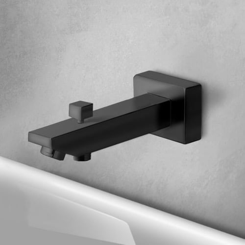 Square Tub Spout With Diverter, Matte Black Remer 91SD-NO
