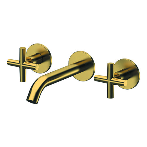 Brushed Gold Wall Mounted Widespread Bathroom Faucet Remer NJ14PLNL-BG