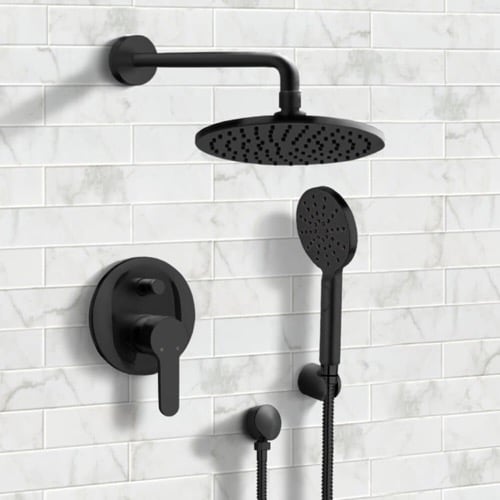 Matte Black Rain Shower System with Handheld, Rain Shower Head, Shower Faucet Set Remer SFH50