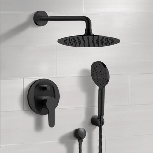 Matte Black Rain Shower System with Handheld, Rain Shower Head, Shower Faucet Set Remer SFH51