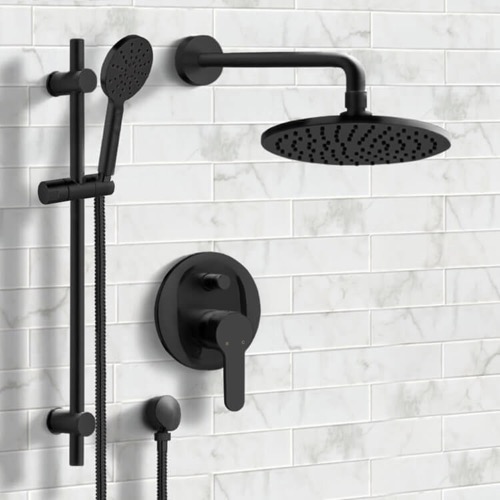 Matte Black Rain Shower System with Handheld, Rain Shower Head, Shower Faucet Set Remer SFR52