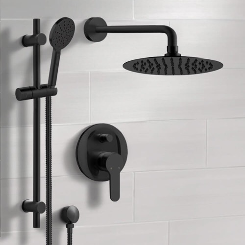 Matte Black Rain Shower System with Handheld, Rain Shower Head, Shower Faucet Set Remer SFR53
