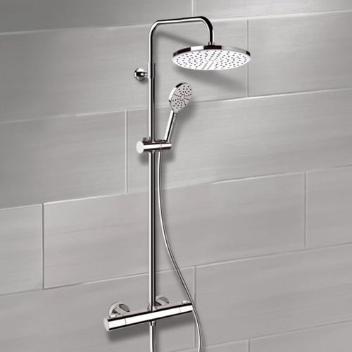 Thermostatic Exposed Pipe Shower System with 10 Inch Rain Shower Head and Hand Shower Remer SC509