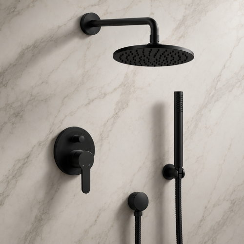 Matte Black Rain Shower System with Handheld, Rain Shower Head, Shower Faucet Set Remer SFH30