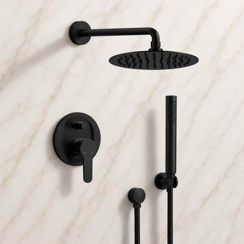 Matte Black Rain Shower System with Handheld, Rain Shower Head, Shower Faucet Set Remer SFH34