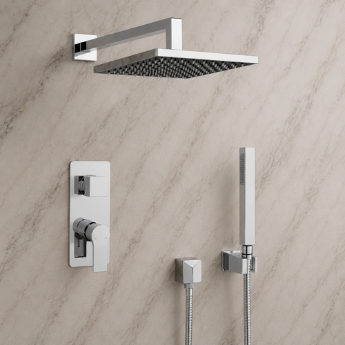 Rain Shower System with Handheld, Square Rain Shower Head, Shower Faucet Set Remer SFH88