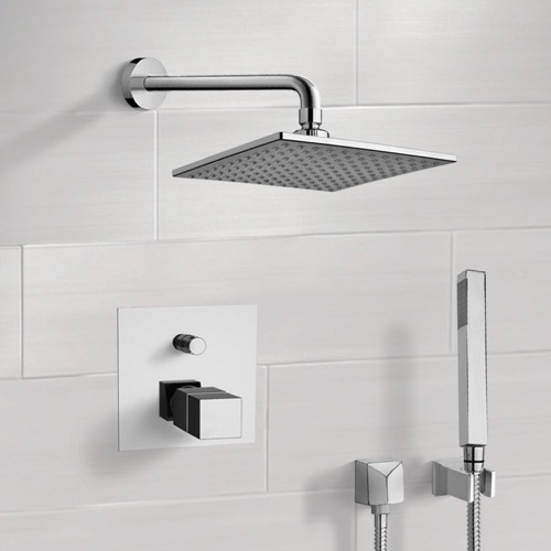 Chrome Thermostatic Shower System with 8 Inch Rain Shower Head and Hand Shower Remer SFH01