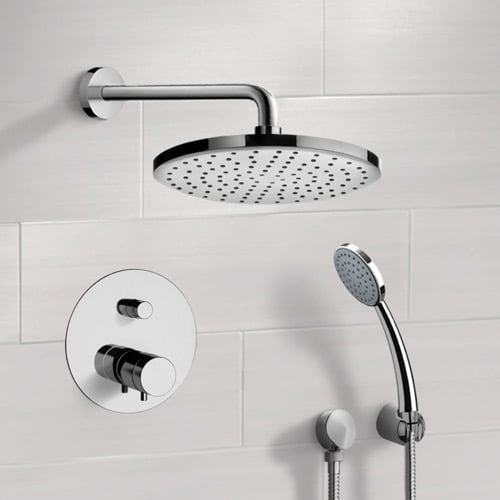 Chrome Thermostatic Shower System with 8 Inch Rain Shower Head and Hand Shower Remer SFH03