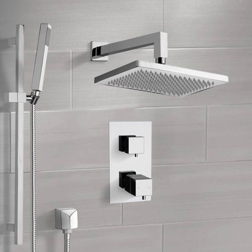 Thermostatic Rain Shower System with Handheld, Rain Shower Head, Shower Faucet Set Remer SFR7402