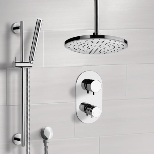 Thermostatic Ceiling Rain Shower System with Handheld, Rain Shower Head, Shower Faucet Set Remer SFR7405