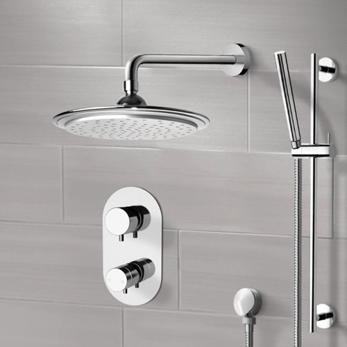 Thermostatic Rain Shower System with Handheld, Rain Shower Head, Shower Faucet Set Remer SFR7407