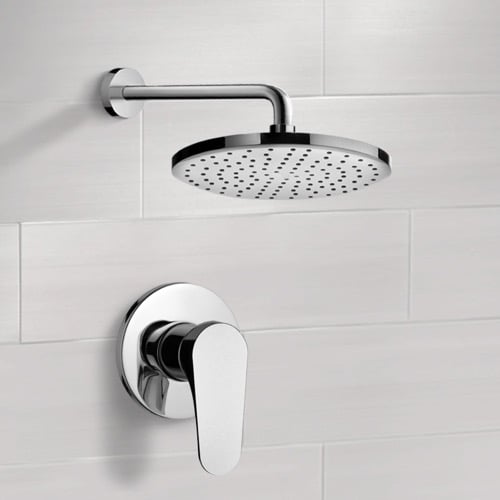 Chrome Shower Faucet Set with 8 Inch Rain Shower Head Remer SS1001