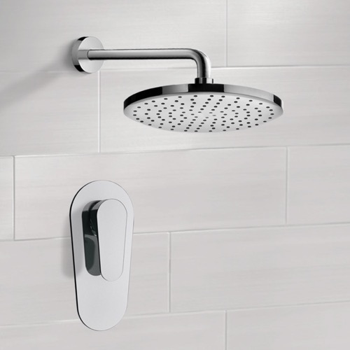 Chrome Shower Faucet Set with 8 Inch Rain Shower Head Remer SS1002