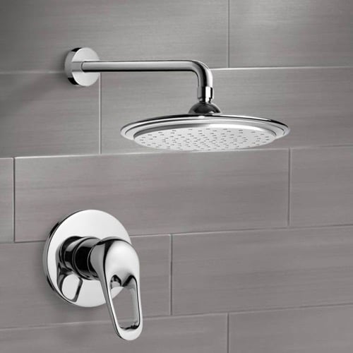 Chrome Shower Faucet Set with 9 Inch Rain Shower Head Remer SS1006