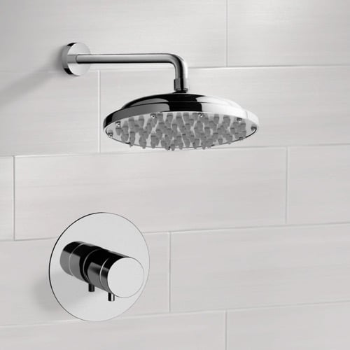 Chrome Thermostatic Shower Faucet Set with 9 Inch Rain Shower Head Remer SS1033