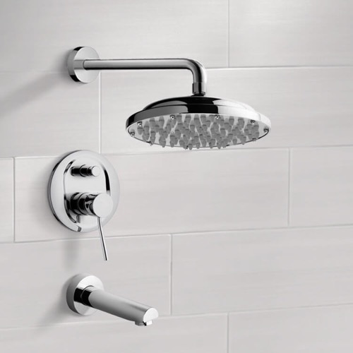 Chrome Tub and Shower Faucet Sets with 9 Inch Rain Shower Head Remer TSF2030