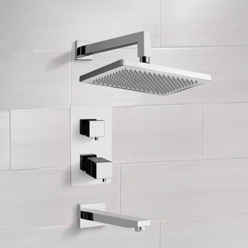 Thermostatic Tub and Shower Faucet Set with Rain Shower Head Remer TSF2403