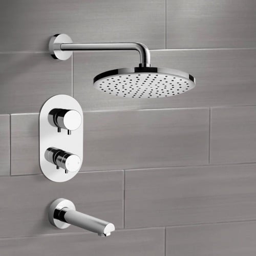 Thermostatic Tub and Shower Faucet Set with Rain Shower Head Remer TSF2408
