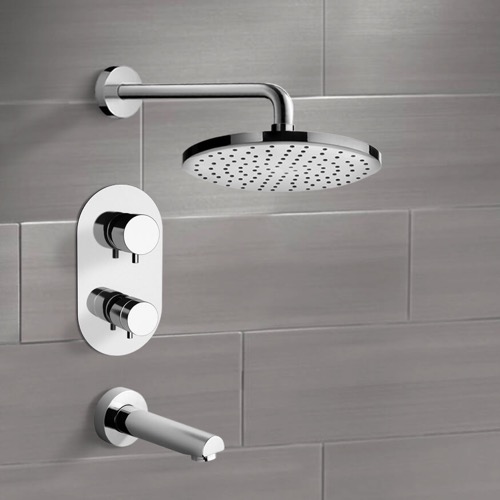 Thermostatic Tub and Shower Faucet Set with Rain Shower Head Remer TSF2408