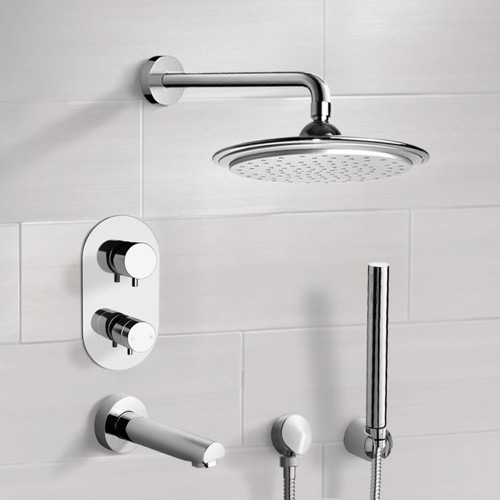 Thermostatic Tub and Shower Faucet Set with Handheld and Rain Shower Head Remer TSH4407