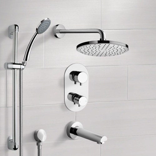 Thermostatic Tub and Shower Faucet Set with Handheld and Rain Shower Head Remer TSR04