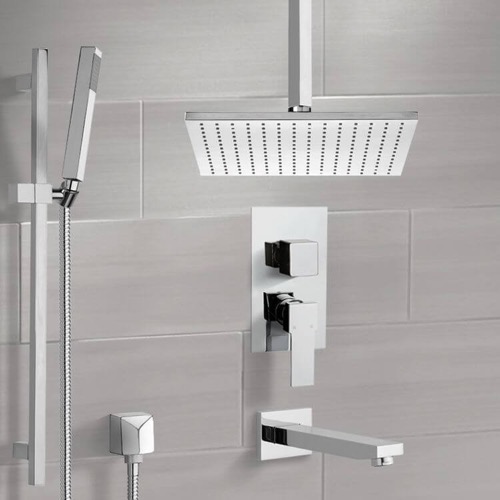 Tub and Shower Faucet Set with Handheld and Ceiling Rain Shower Head Remer TSR9508