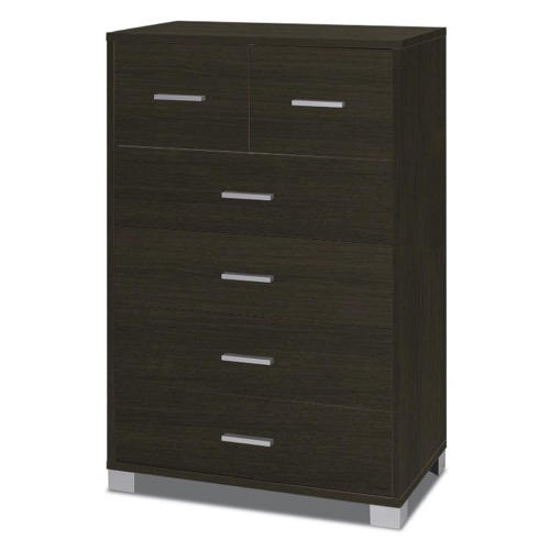 Decorative 6 Drawer Wood Cabinet with Chrome-Plated Feed and Handles Sarmog 772