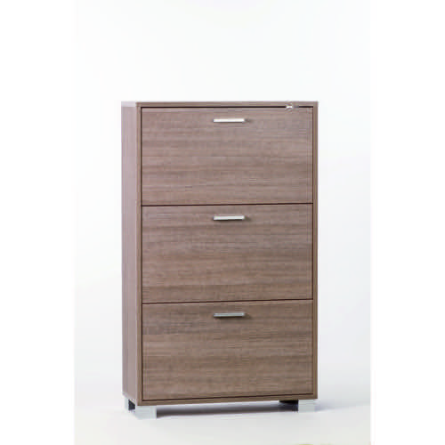 Gray Oak Shoe Rack with 3 Double-Depth Folding Doors Gray Oak Shoe Rack with 3 Double-Depth Folding Doors Sarmog A763-Gray Oak