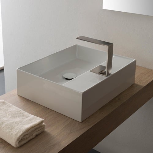 Rectangular White Ceramic Vessel Sink Scarabeo 5112
