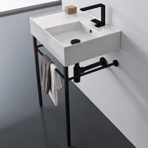 Small Modern Console Sink, 24 Inch Scarabeo 5117-CON-BLK