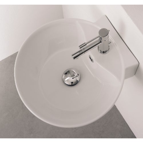 Round White Ceramic Wall Mounted or Vessel Sink Scarabeo 8009/R