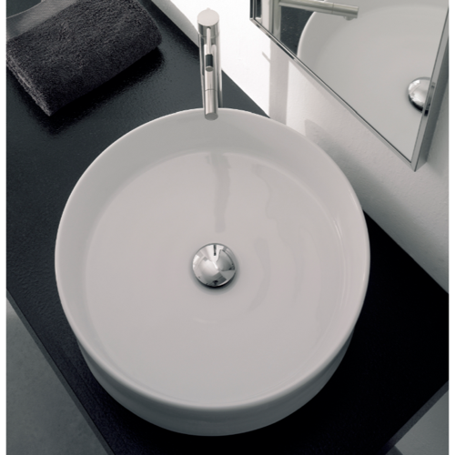 Round White Ceramic Vessel Sink Scarabeo 8029