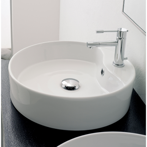 Round White Ceramic Vessel Sink Scarabeo 8029/R