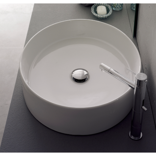 Oval-Shaped White Ceramic Vessel Sink Scarabeo 8030