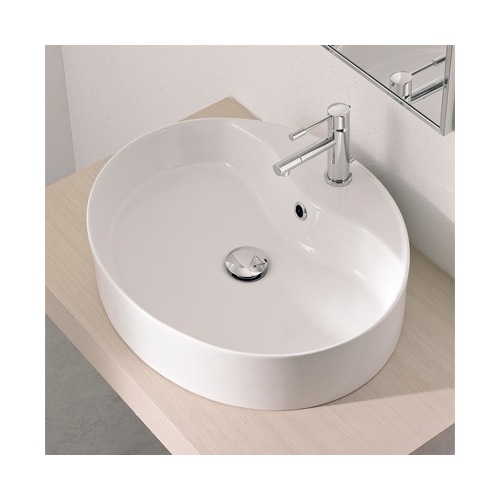 Oval-Shaped White Ceramic Vessel Sink Scarabeo 8030/R
