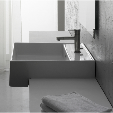 Square White Ceramic Semi-Recessed Sink Scarabeo 8031/D