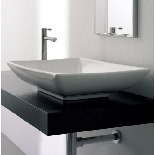 Rectangular White Ceramic Vessel Sink Scarabeo 8046