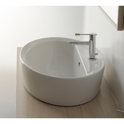 Oval-Shaped White Ceramic Drop In Sink Scarabeo 8056/A/R