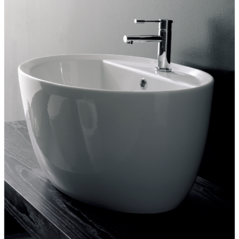 Oval-Shaped White Ceramic Vessel Sink Scarabeo 8056/R
