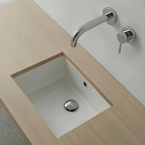 18 Inch Rectangular Ceramic Undermount Sink Scarabeo 8090