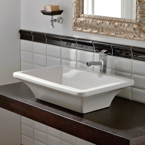 Rectangular White Ceramic Vessel Sink Scarabeo 4002